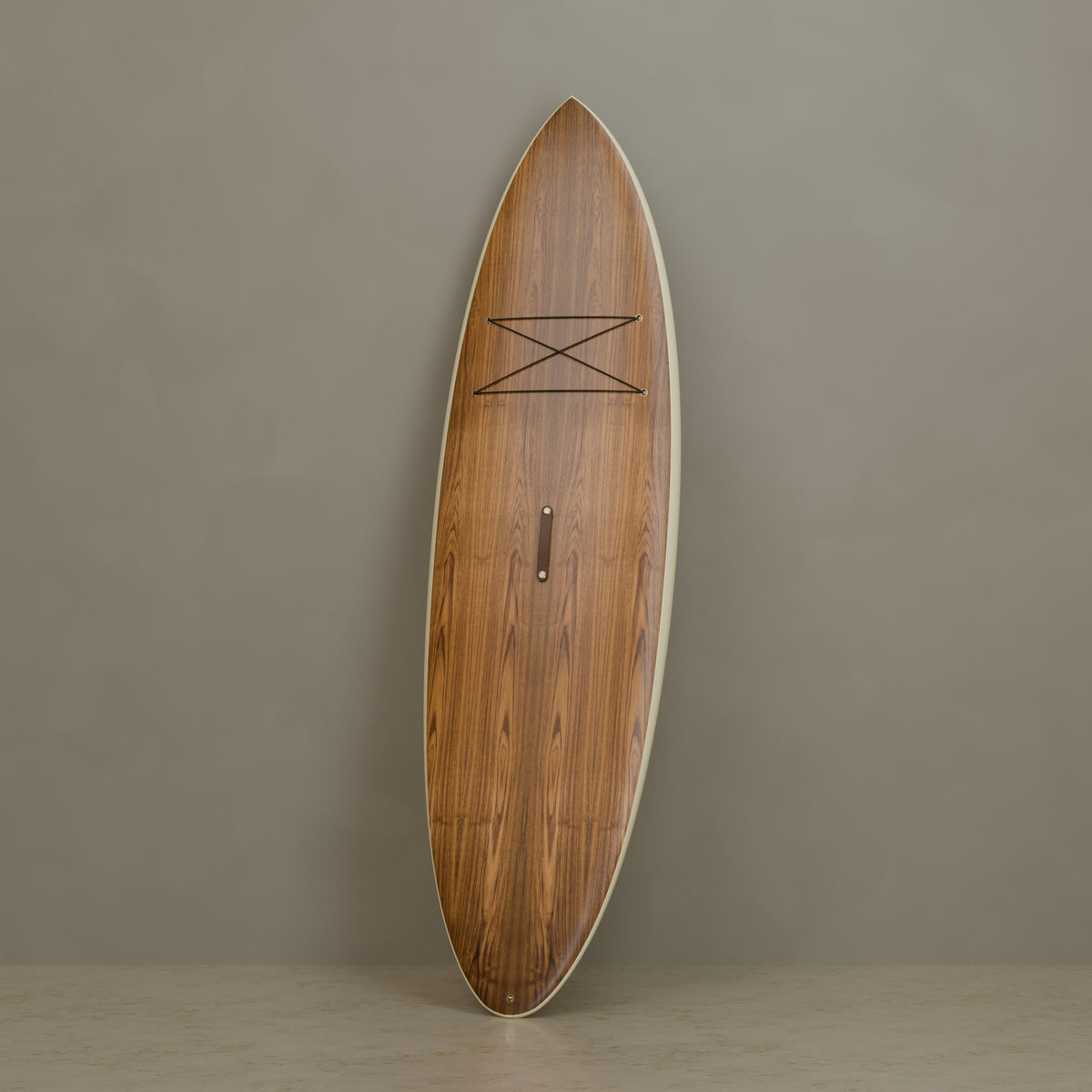 The Daybreak in Teak & Ivory Cream — signature lean, traction not installed #Wood Finish_Teak