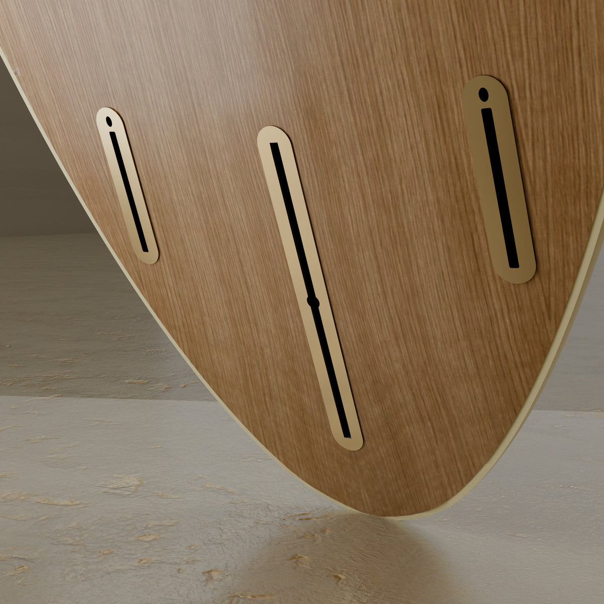 The Daybreak in White Oak & Ivory Cream — brass fin-box plate #Wood Finish_White Oak