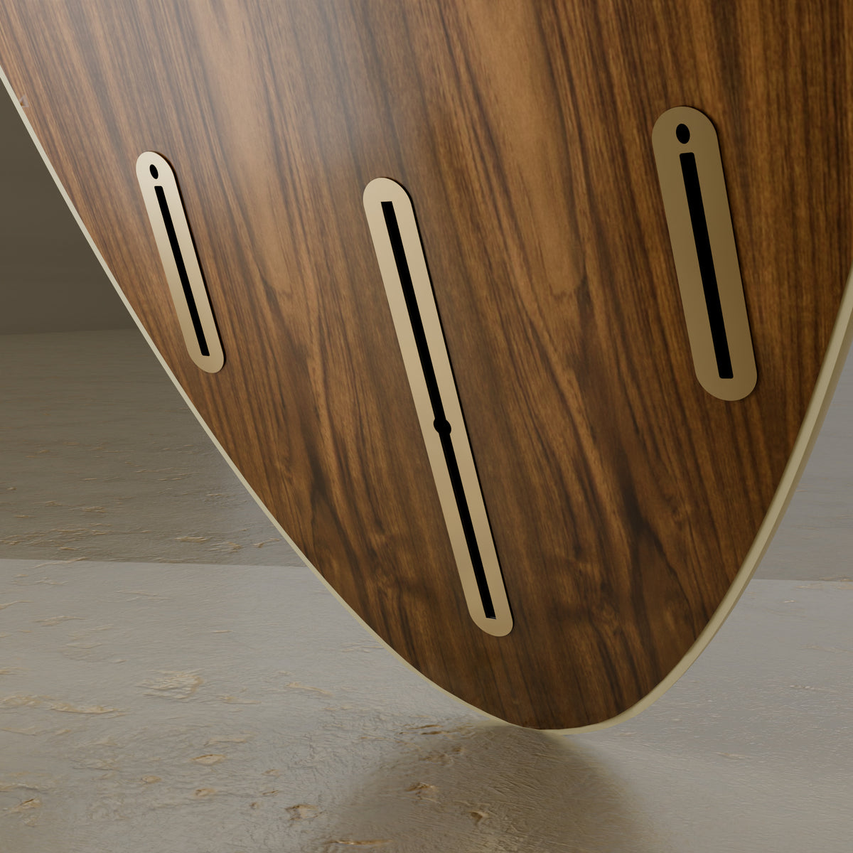 The Daybreak in Teak & Ivory Cream — brass fin-box plate #Wood Finish_Teak