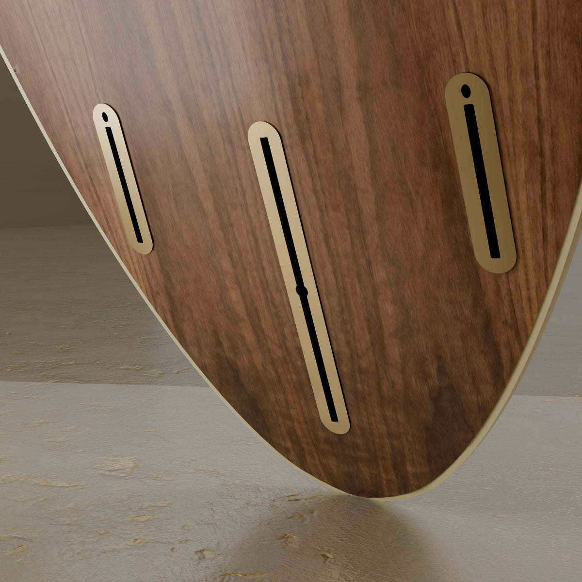 The Daybreak in Walnut & Ivory Cream — brass fin-box plate #Wood Finish_Walnut