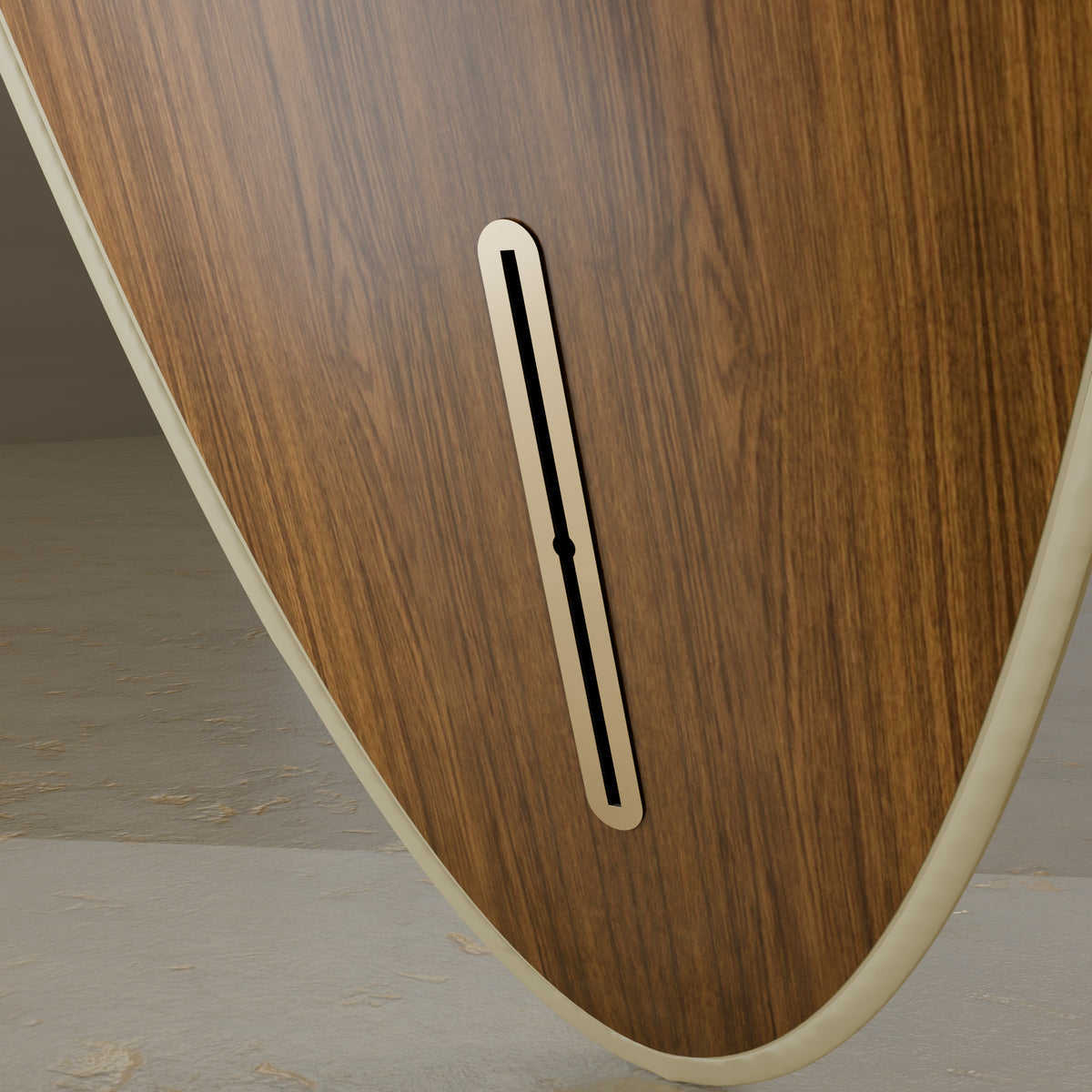 The Statesider in Teak & Ivory Cream — brass fin-box plate #Wood Finish_Teak
